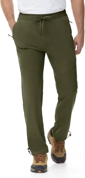 Rdruko Men's Lightweight Hiking Pants Athletic Quick Dry Water Resistant Casual Pants with Zipper Pockets for Outdoor