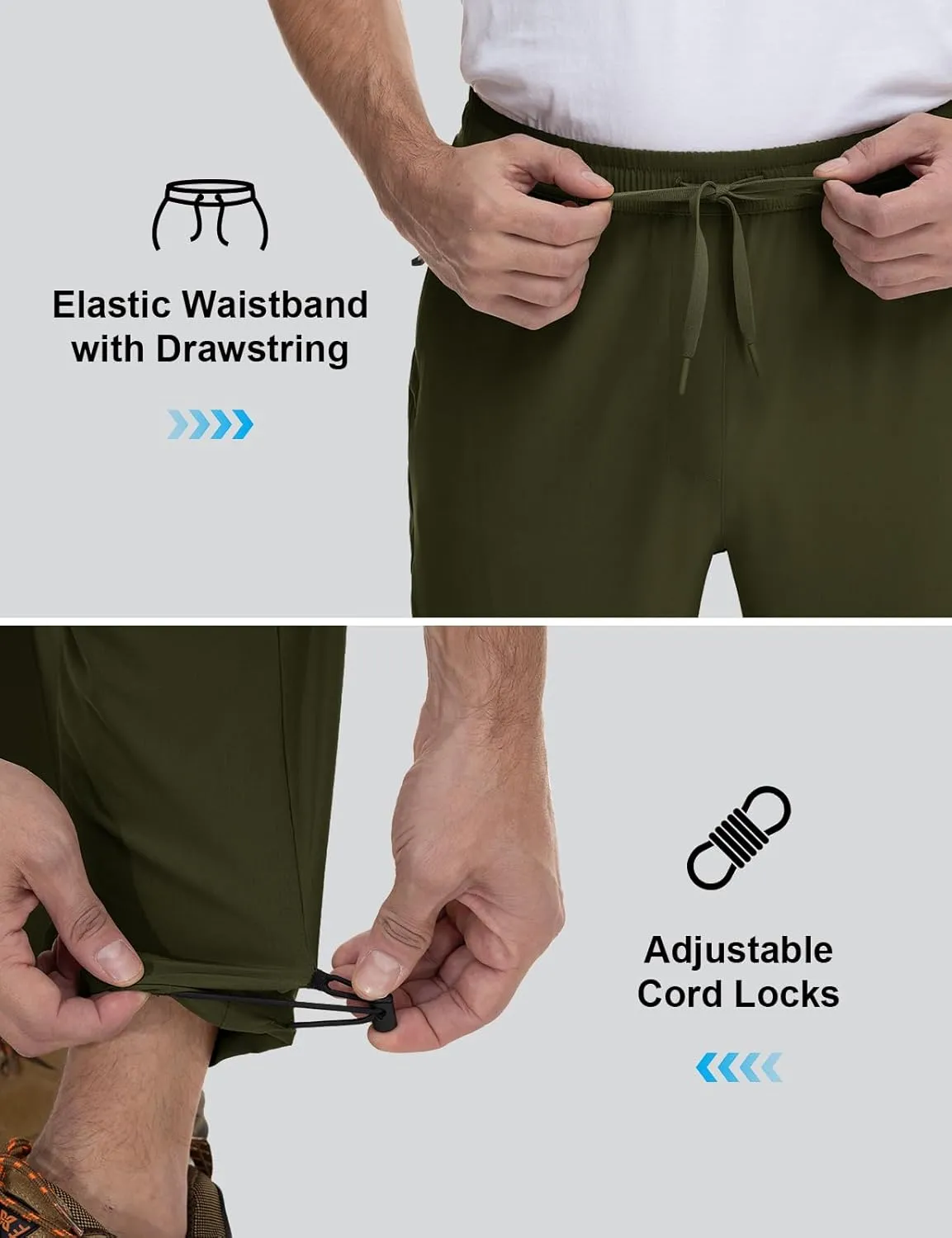 Rdruko Men's Lightweight Hiking Pants Athletic Quick Dry Water Resistant Casual Pants with Zipper Pockets for Outdoor