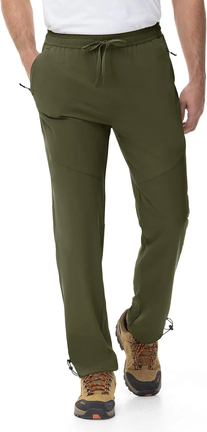 Rdruko Men's Lightweight Hiking Pants Athletic Quick Dry Water Resistant Casual Pants with Zipper Pockets for Outdoor