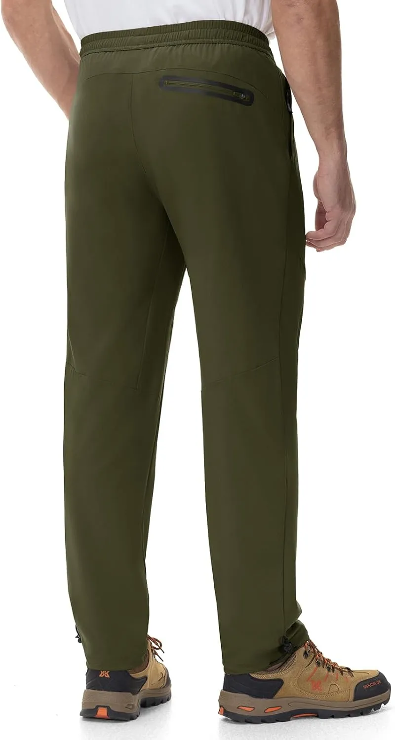 Rdruko Men's Lightweight Hiking Pants Athletic Quick Dry Water Resistant Casual Pants with Zipper Pockets for Outdoor