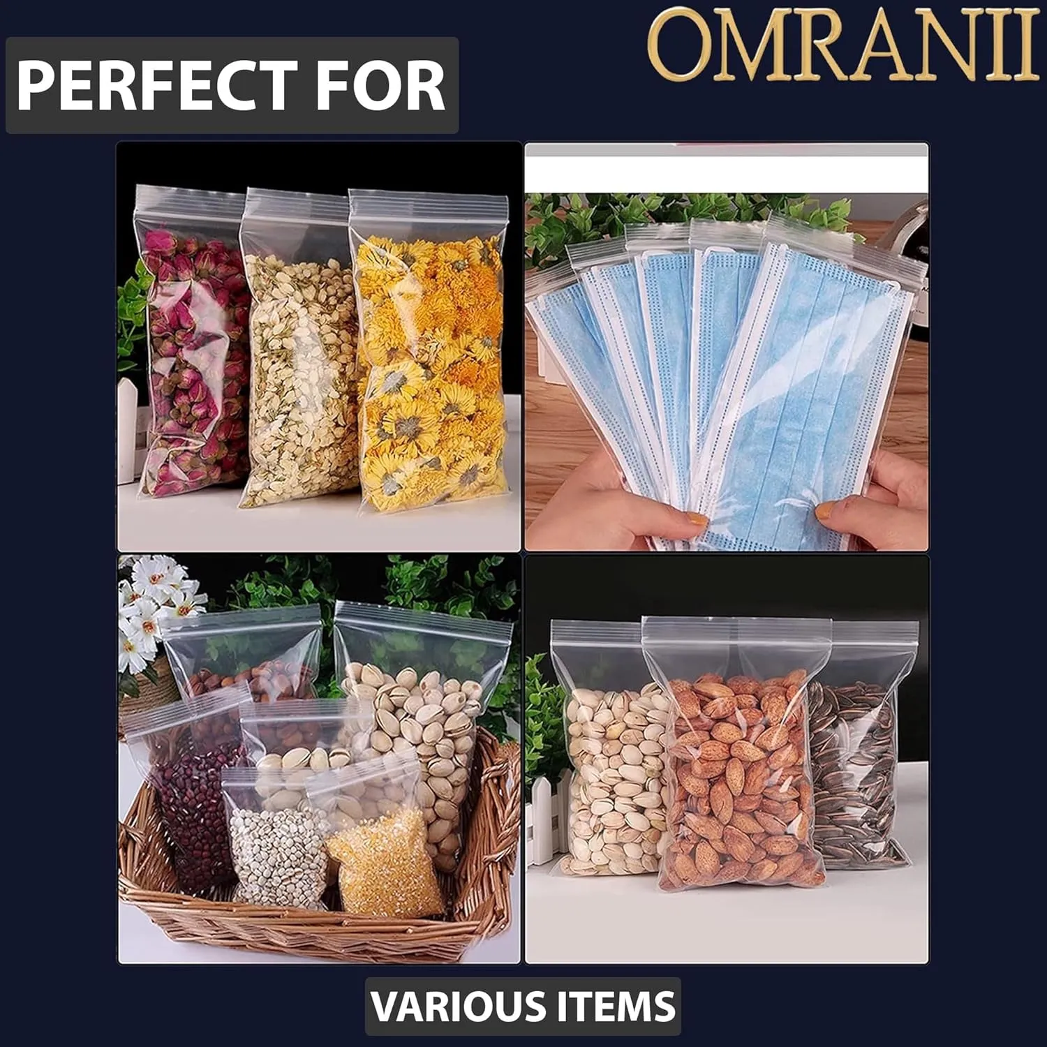 Reclosable Zip Poly Bags, 4Mil 18" X 24" & 50 Bags | Low-Density Polyethylene (LDPE), Durable Poly Baggies | Plastic Zip Lock Storage for Food, Jewelry, Small Parts, and More