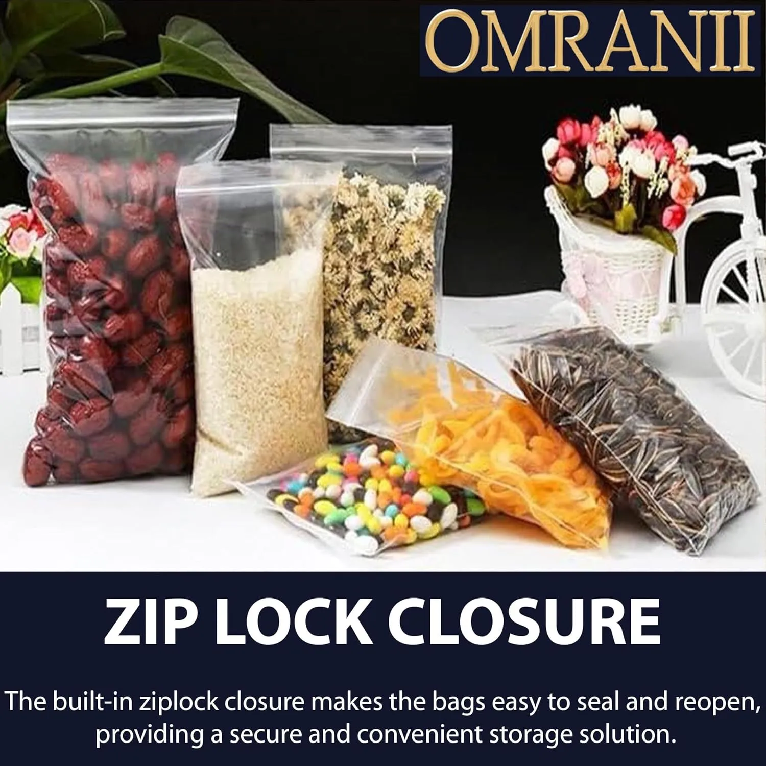 Reclosable Zip Poly Bags, 4Mil 18" X 24" & 50 Bags | Low-Density Polyethylene (LDPE), Durable Poly Baggies | Plastic Zip Lock Storage for Food, Jewelry, Small Parts, and More