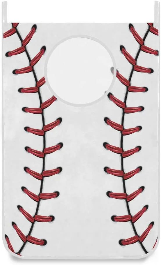 Red Stitching Baseball Door Hanging Laundry Hamper Bag Softball Laces Space Saving Wall Large Laundry Basket Storage Dirty Clothes Bags with Bottom Zippers Hooks For Bathroom Bedroom 1 Pcs