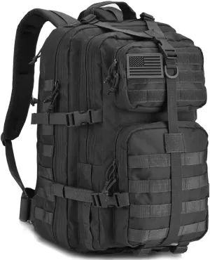 REEBOW GEAR Military Tactical Backpack Large Army 3 Day Assault Pack Molle Bug Bag Backpacks Rucksacks for Outdoor Sport Hiking Camping Hunting 40L Black XC