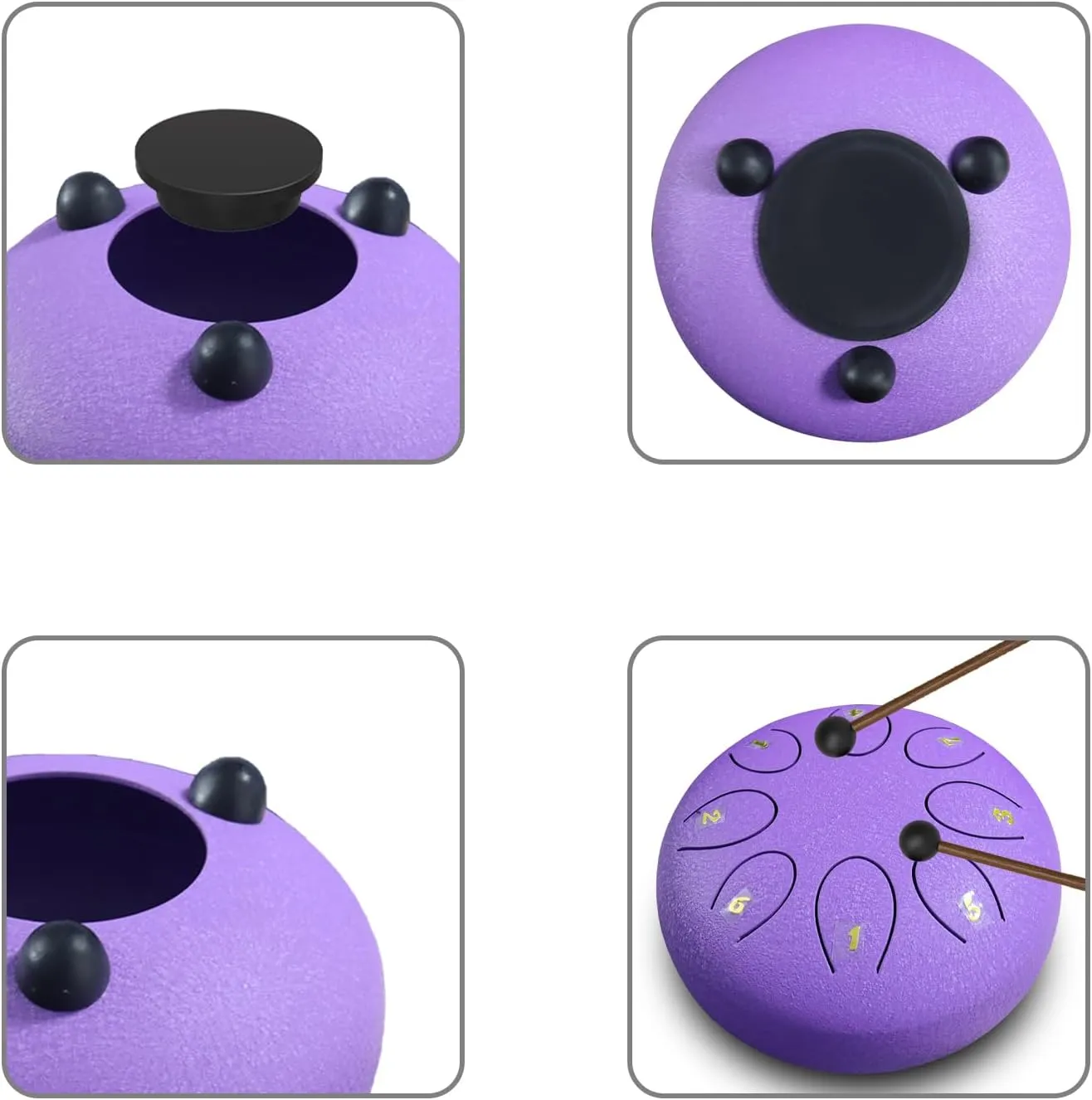 REGIS Steel Tongue Drum 6 inch 8 Notes Musical Percussion Instrument, Rain Drum for Outside - Musician Gift for Family and Friends(Lavende)