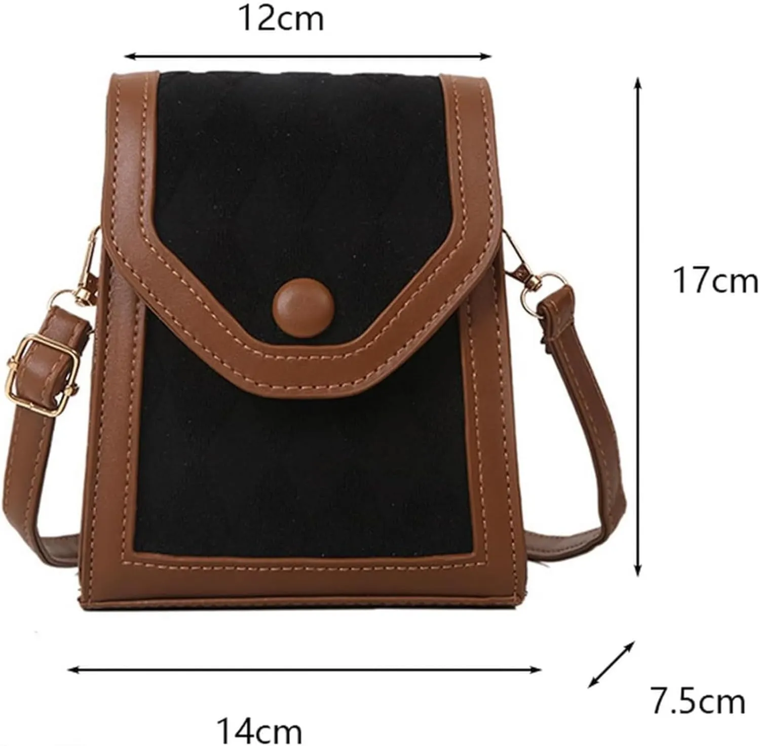 Retro Crossbody Bag, Vintage Shoulder Bag, Small Handbag, Pu Crossbody Bag for Women, Trendy Square Mini Purse (black)