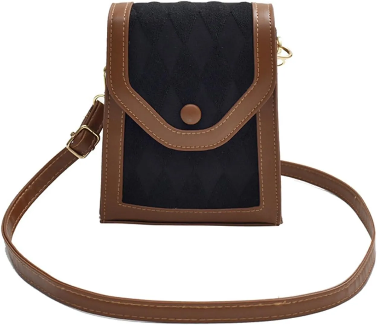 Retro Crossbody Bag, Vintage Shoulder Bag, Small Handbag, Pu Crossbody Bag for Women, Trendy Square Mini Purse (black)