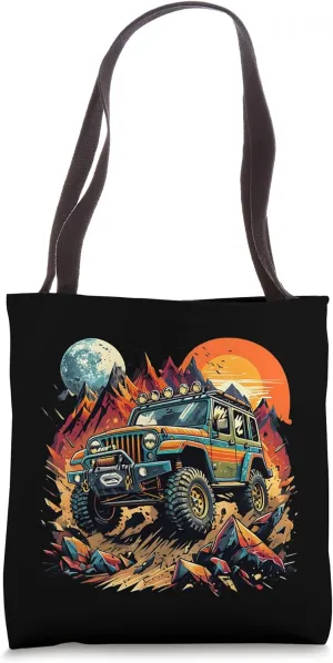 Retro Road Off Adventure 4x4 Mountain Terrain Climb Wild Tote Bag