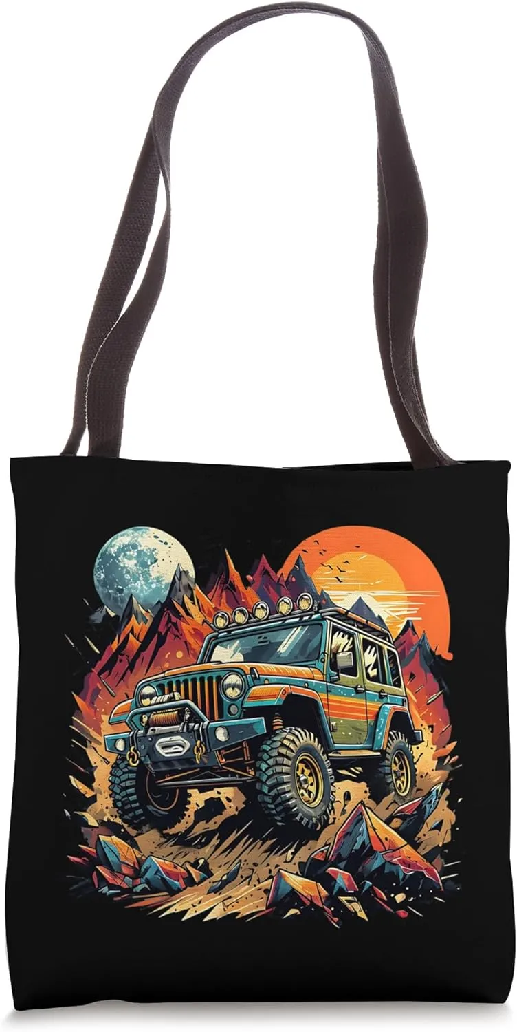 Retro Road Off Adventure 4x4 Mountain Terrain Climb Wild Tote Bag