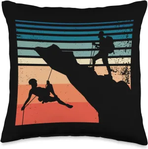 Retro Rock Mountain Climbing Forest Nature Outdoor Boulder Throw Pillow