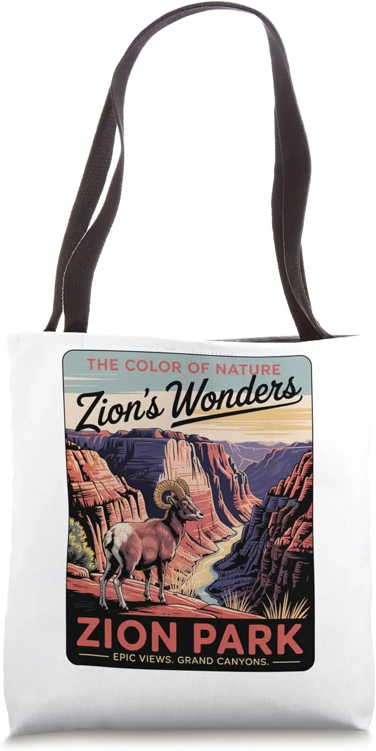 Retro Zion National Park Tote Bag