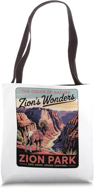 Retro Zion National Park Tote Bag