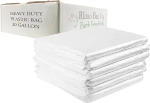 Rhino Bag: 20 Gal Capacity Heavy Duty and Waterproof Large Clear Plastic Storage Bags Jumbo Size for Clothes, Comforters, Luggage, Bedding, Travel Supplies, Packing and Moving - Reusable