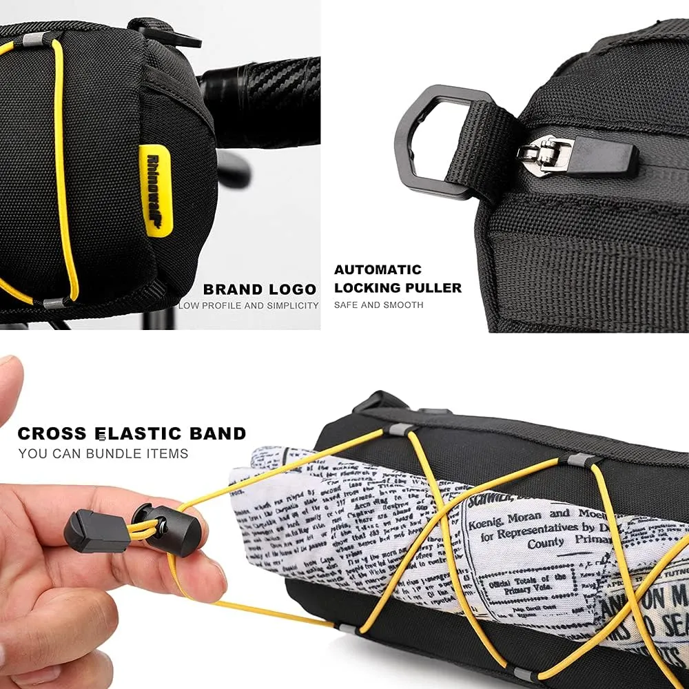 Rhinowalk Bike Handlebar Bag, Bicycle Front Bag Frame Storage Roll Bag Mountain Road Bikes Commuter Shoulder Bag Professional Cycling Accessories