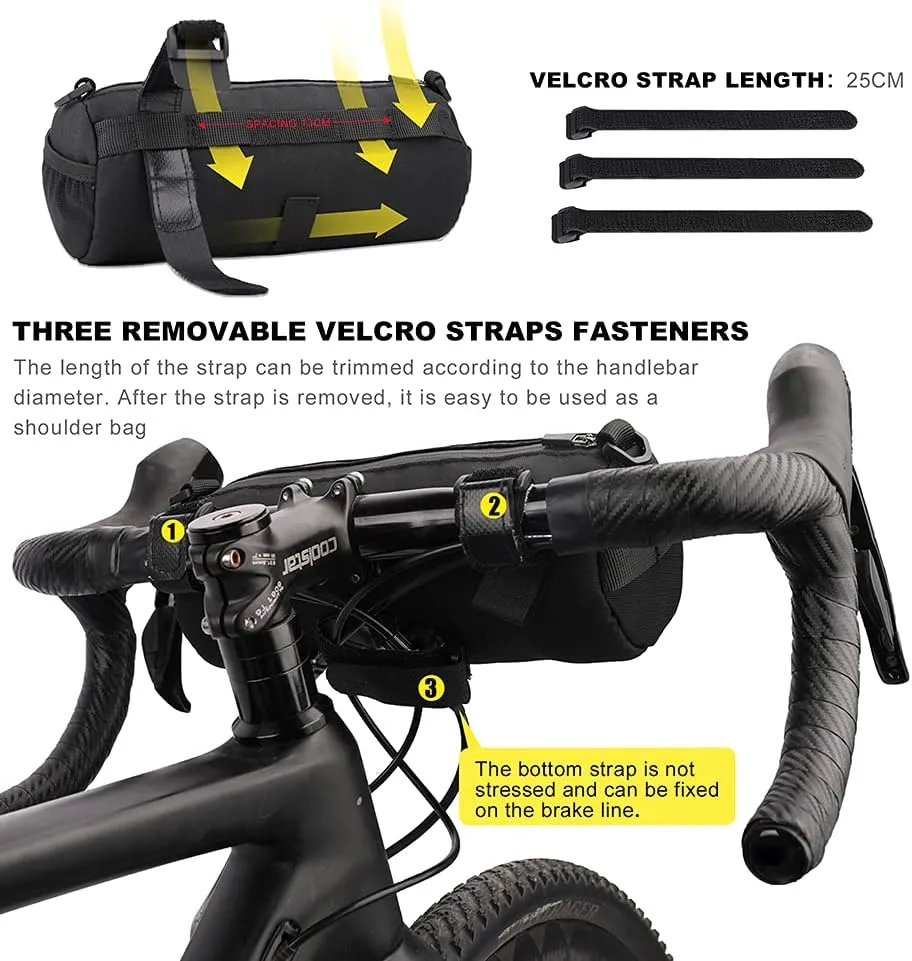 Rhinowalk Bike Handlebar Bag, Bicycle Front Bag Frame Storage Roll Bag Mountain Road Bikes Commuter Shoulder Bag Professional Cycling Accessories