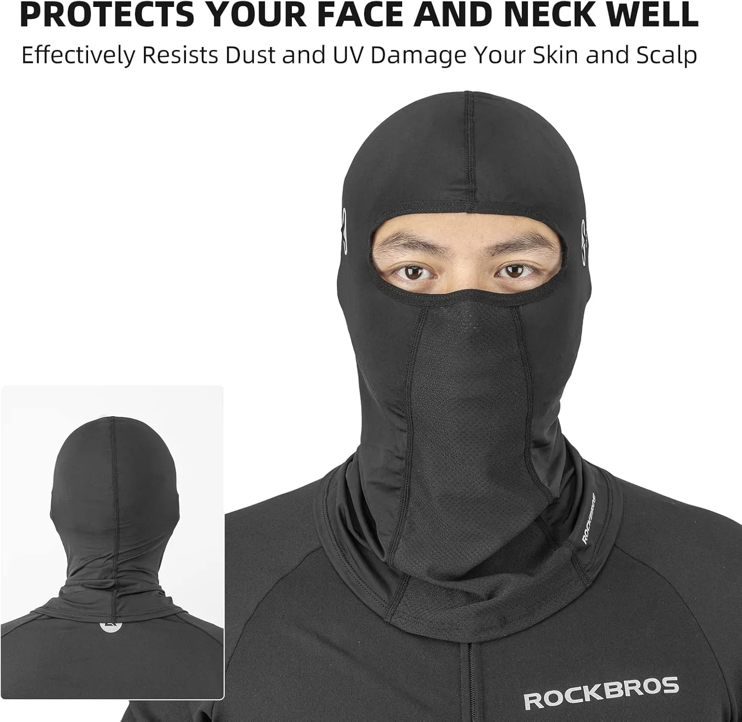 ROCKBROS Summer Balaclava Face Mask Cooling Neck Gaiter Breathable Face Covering Motorcycle Cycling for Men Women