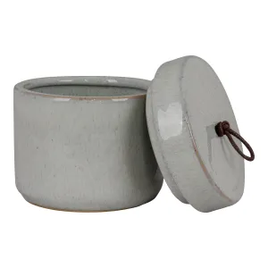 Rootz Ceramic Storage Jar with Lid - Stoneware Container - Rustic Home Decor - Minimalist Style - Ø10.5x10 cm