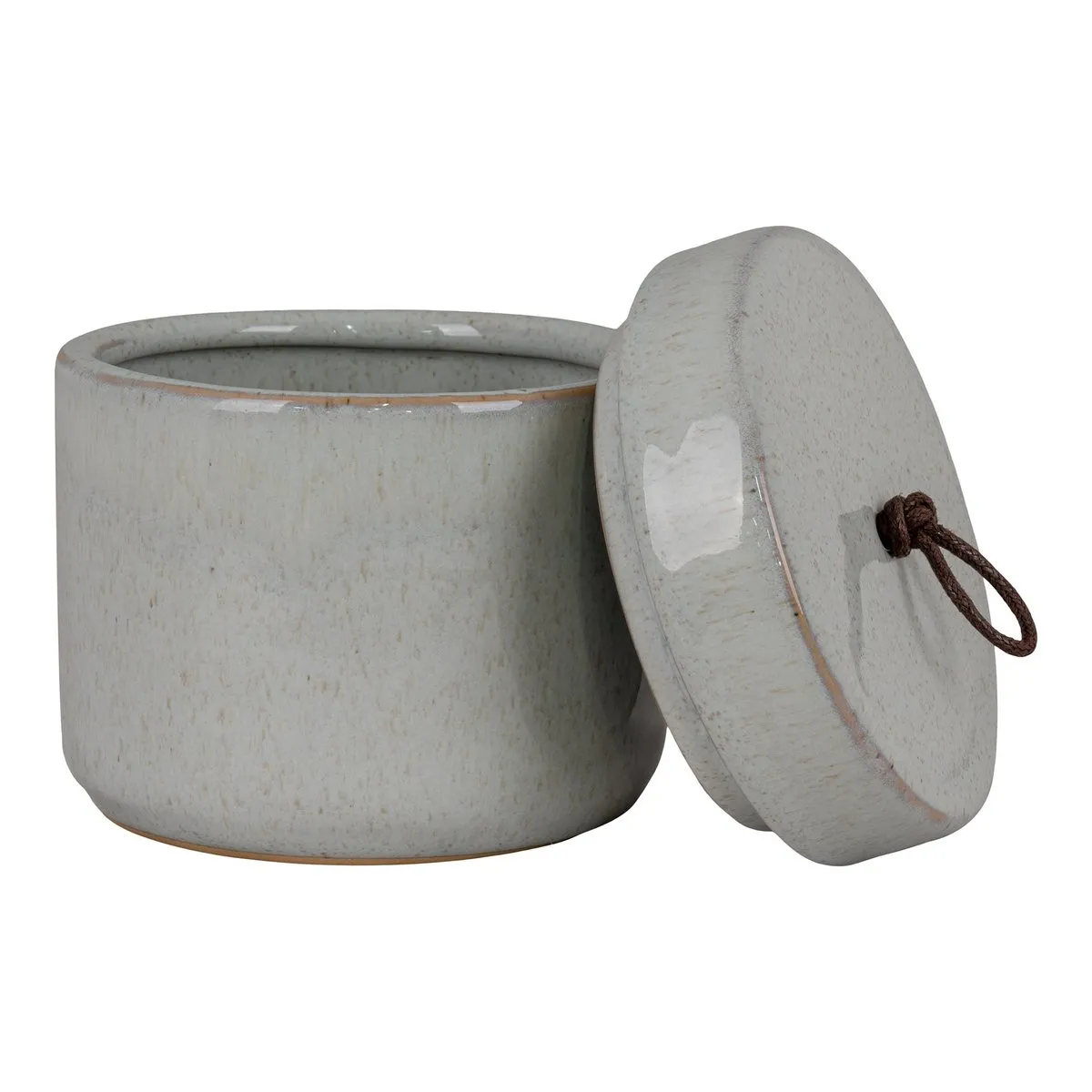 Rootz Ceramic Storage Jar with Lid - Stoneware Container - Rustic Home Decor - Minimalist Style - Ø10.5x10 cm