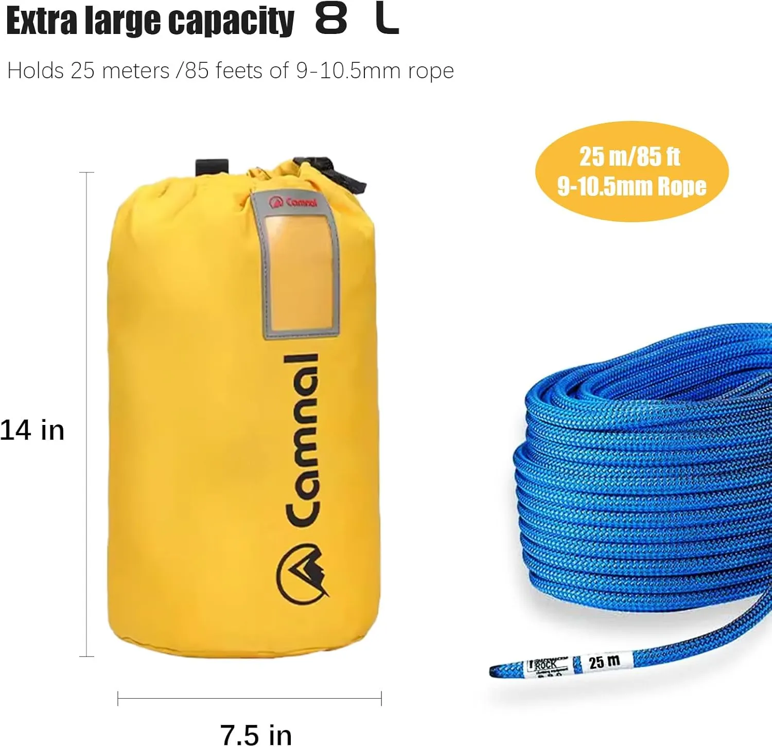 Rope Bag, Large Capacity Climbing Rope Bag, Arborist Throw Bag, Rock Climbing Backpack, Waterproof Folding Shoulder Backpack with Tightness and Carry Straps, Climbing Gear Bag(100feet)