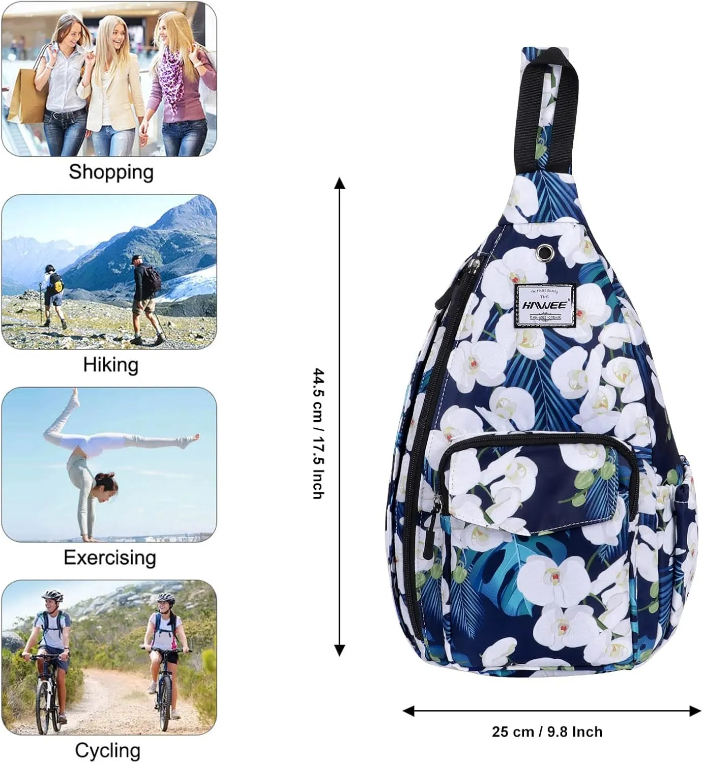 Rope Sling Bag for Women Men Casual Cross Body Daypack Backpack Adjustable Strap Water Repellent for Travel/Sport