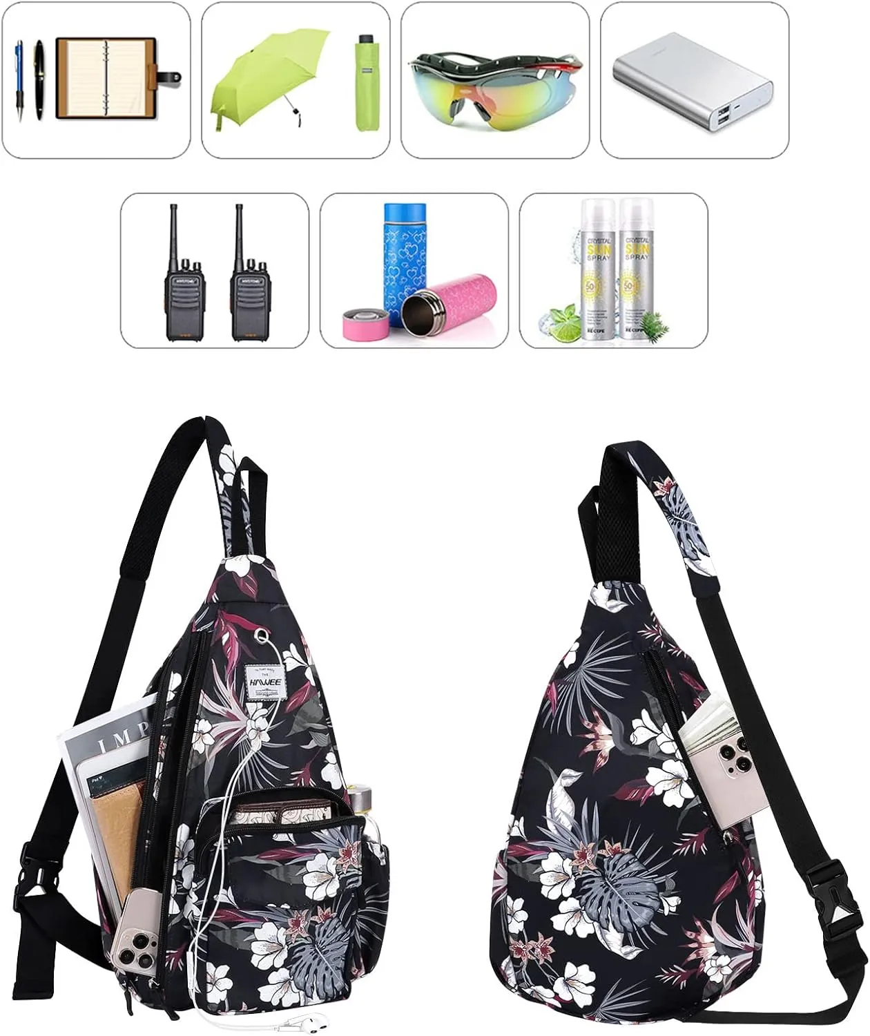 Rope Sling Bag for Women Men Casual Cross Body Daypack Backpack Adjustable Strap Water Repellent for Travel/Sport