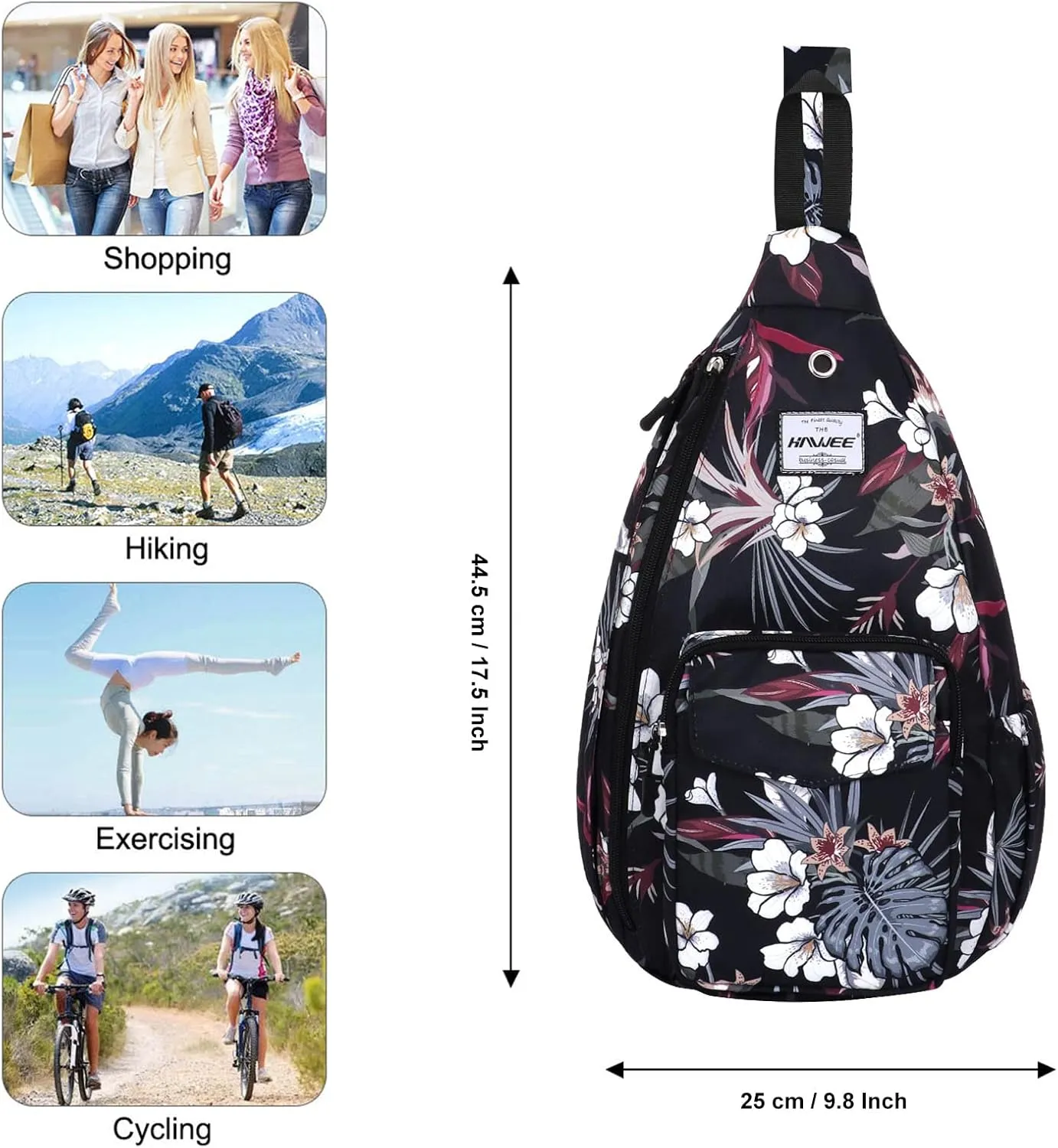 Rope Sling Bag for Women Men Casual Cross Body Daypack Backpack Adjustable Strap Water Repellent for Travel/Sport