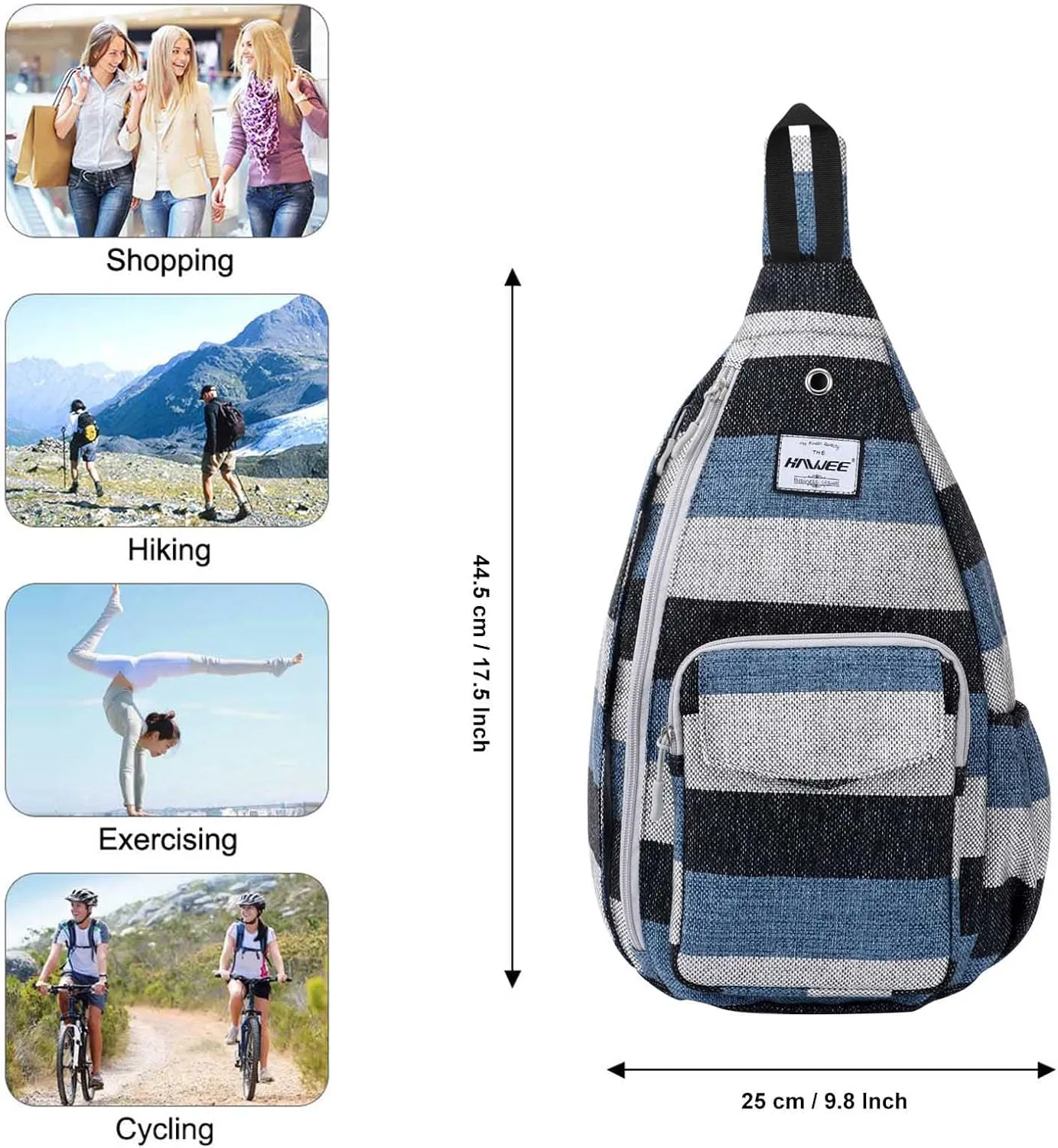 Rope Sling Bag for Women Men Casual Cross Body Daypack Backpack Adjustable Strap Water Repellent for Travel/Sport