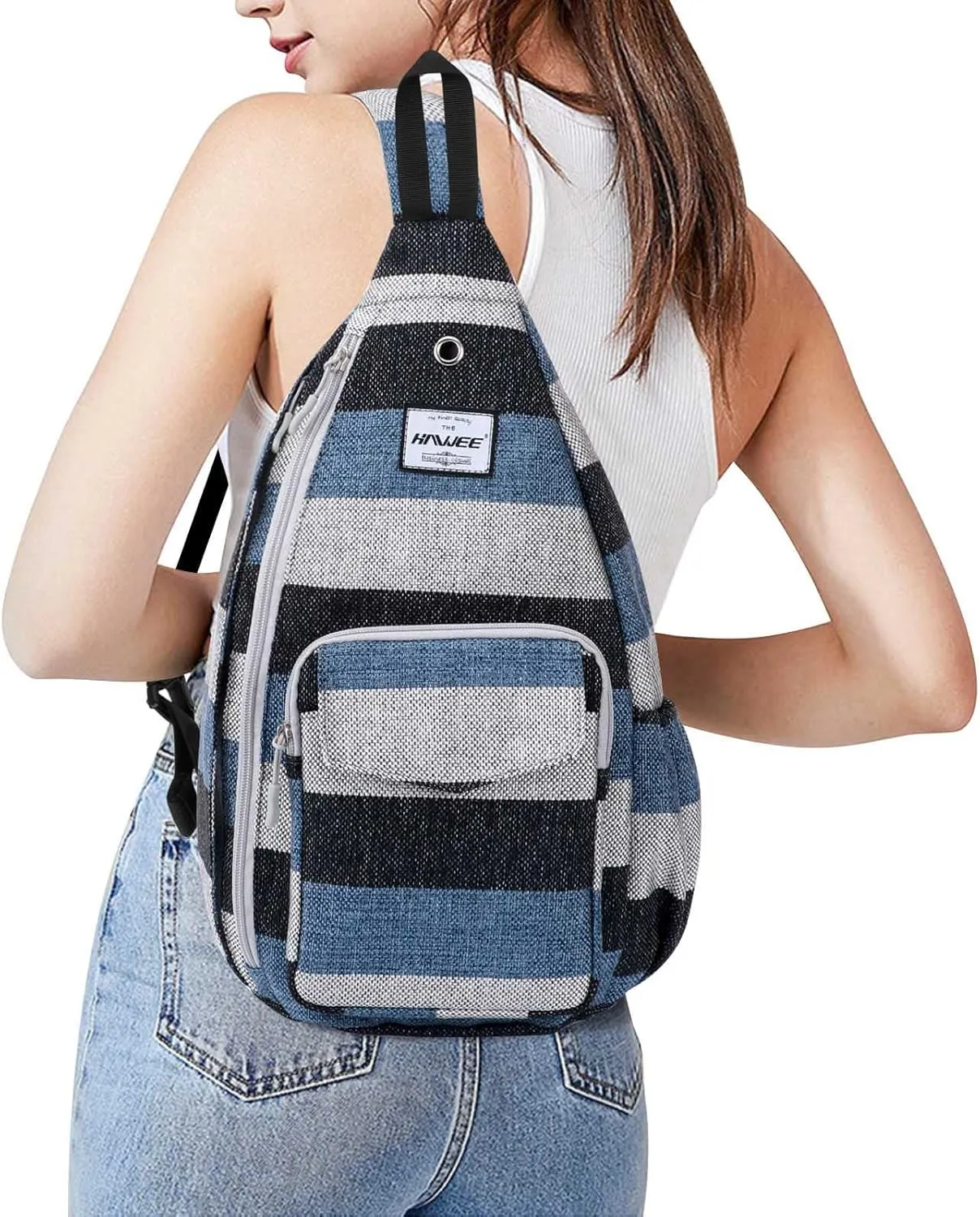 Rope Sling Bag for Women Men Casual Cross Body Daypack Backpack Adjustable Strap Water Repellent for Travel/Sport