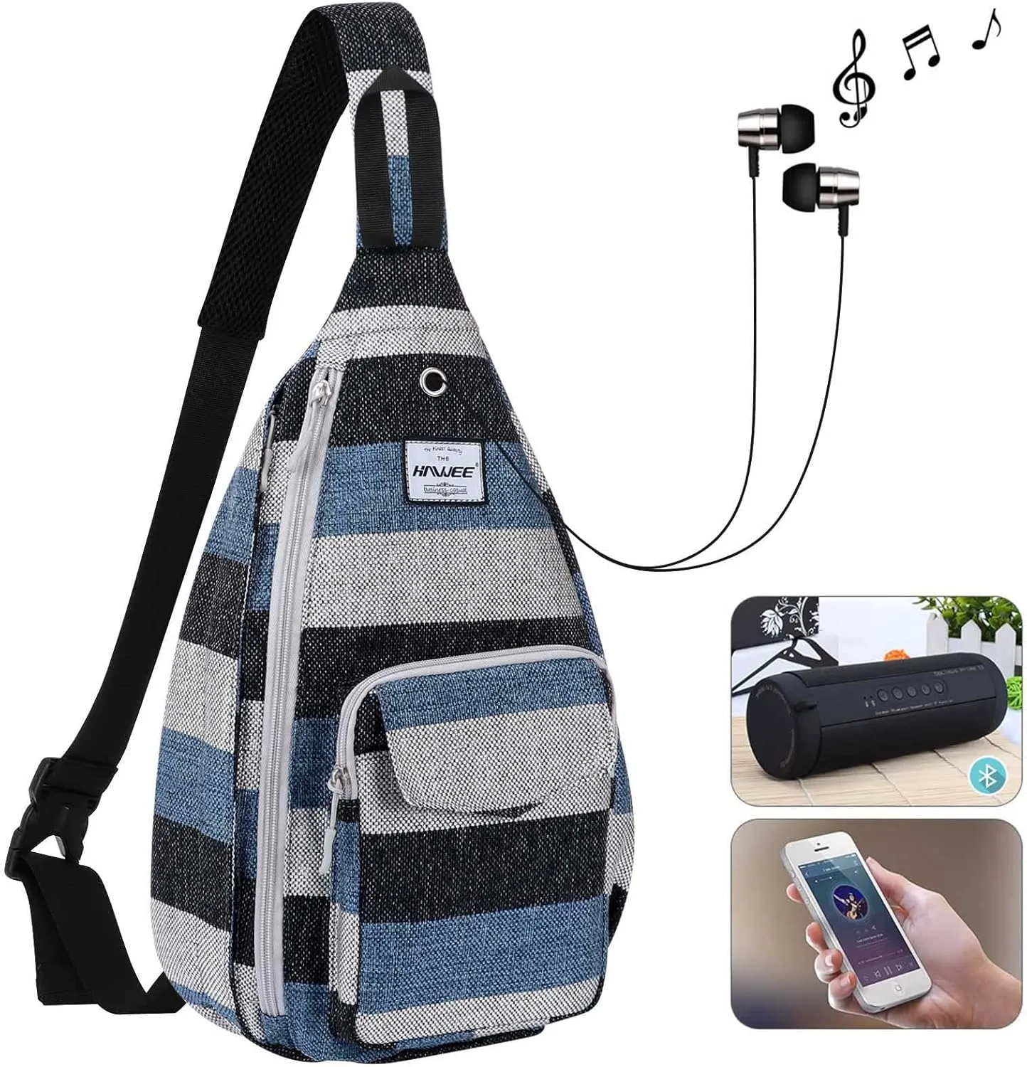 Rope Sling Bag for Women Men Casual Cross Body Daypack Backpack Adjustable Strap Water Repellent for Travel/Sport