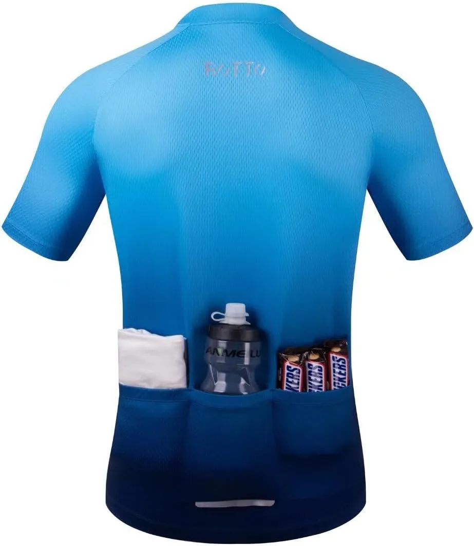 ROTTO Cycling Jersey Mens Bike Shirt Short Sleeve Gradient Color Series