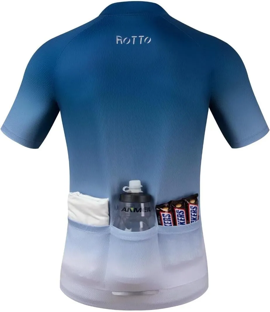 ROTTO Cycling Jersey Mens Bike Shirt Short Sleeve Gradient Color Series