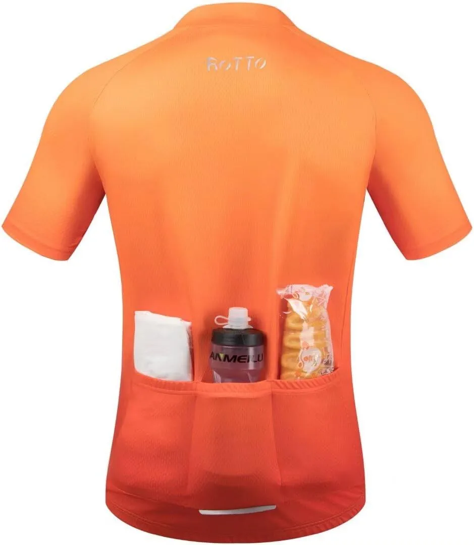 ROTTO Cycling Jersey Mens Bike Shirt Short Sleeve Gradient Color Series