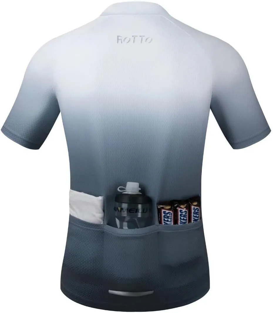 ROTTO Cycling Jersey Mens Bike Shirt Short Sleeve Gradient Color Series