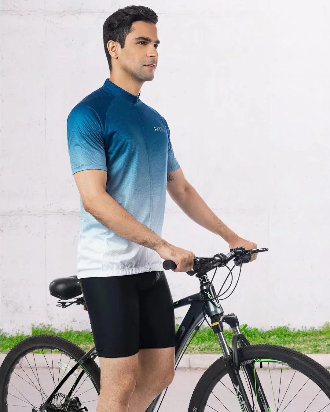 ROTTO Cycling Jersey Mens Bike Shirt Short Sleeve Gradient Color Series