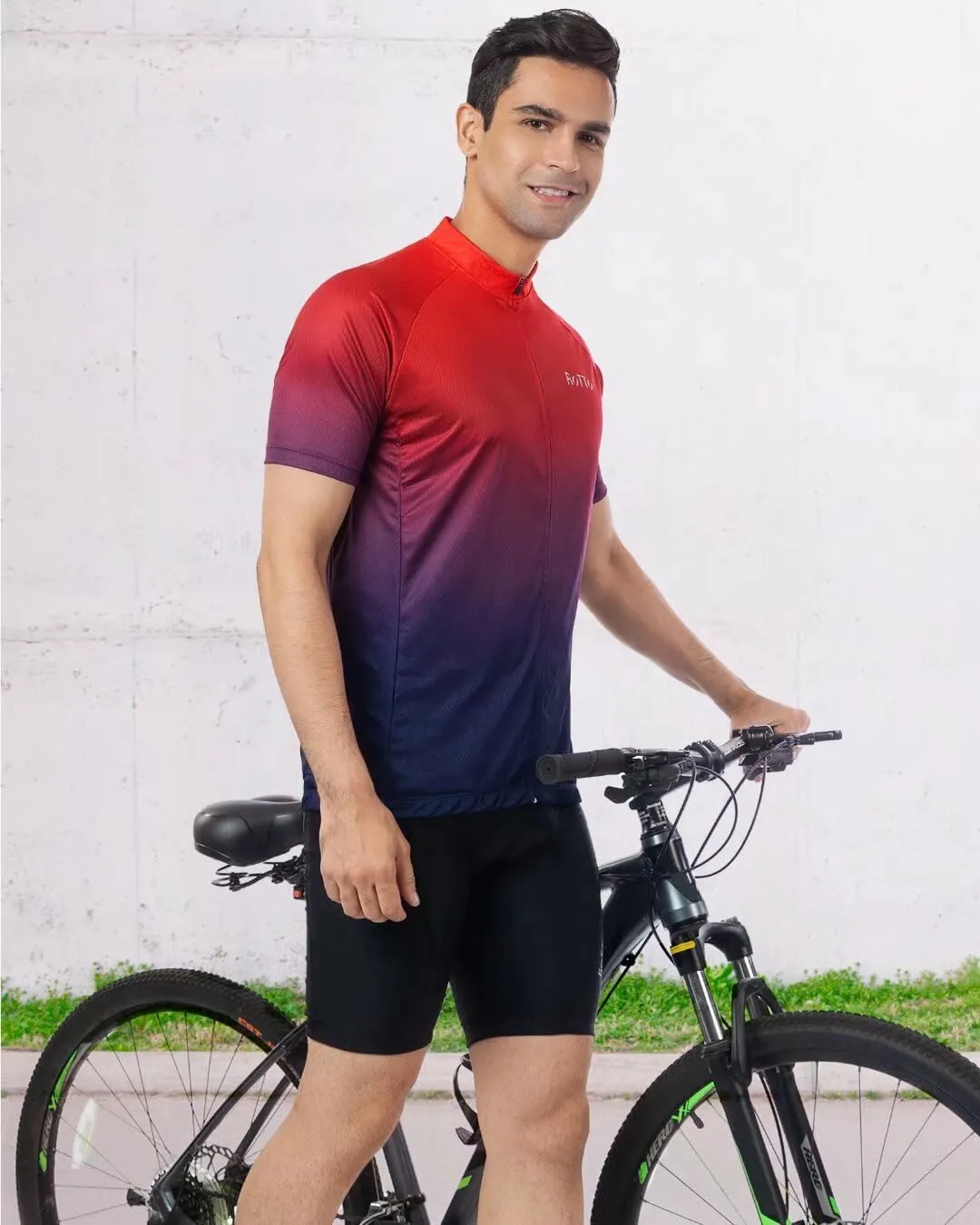 ROTTO Cycling Jersey Mens Bike Shirt Short Sleeve Gradient Color Series