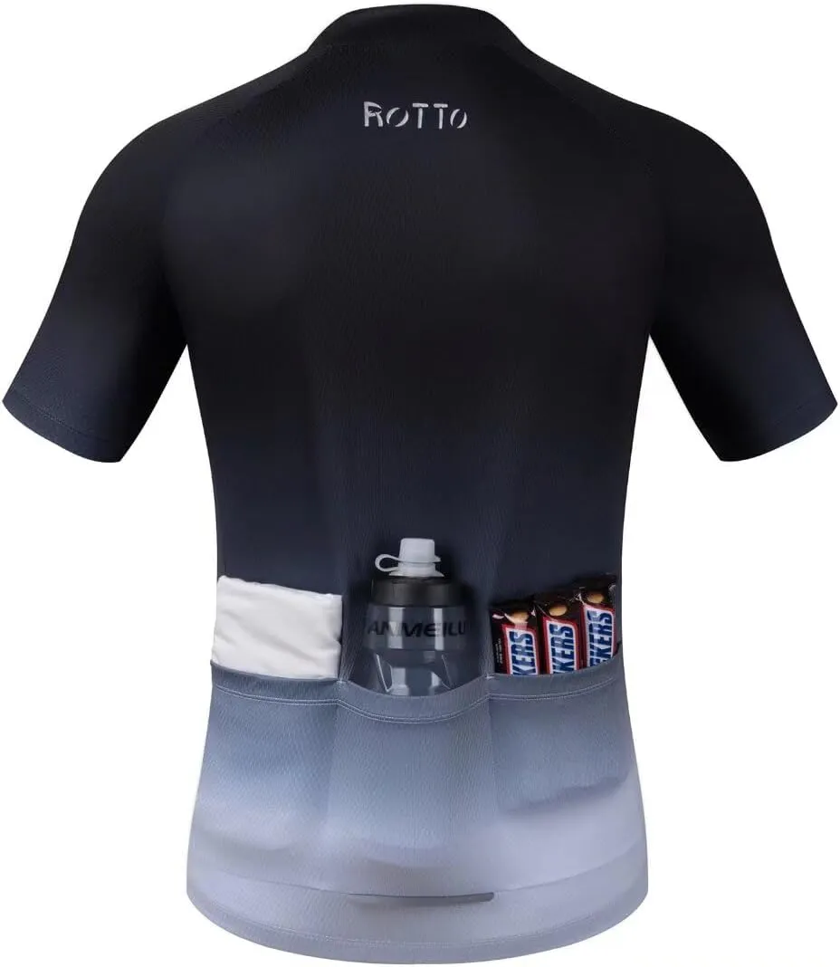 ROTTO Cycling Jersey Mens Bike Shirt Short Sleeve Gradient Color Series