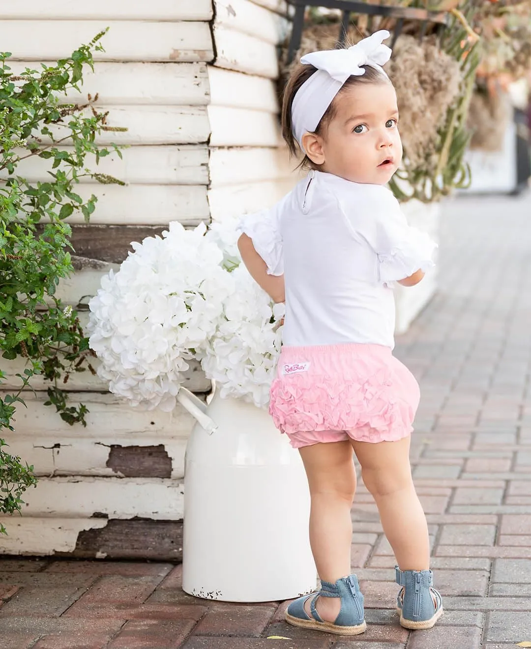 RuffleButts® Baby/Toddler Girls Ruffled Woven Bloomer