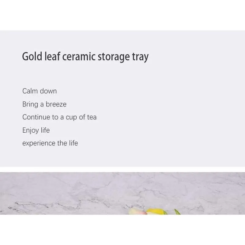 Rynx | Golden Leaf Ceramic Storage Plate Jewelry Fruit Serving Tray Decorative Ornaments Living Room Table Organization Home
