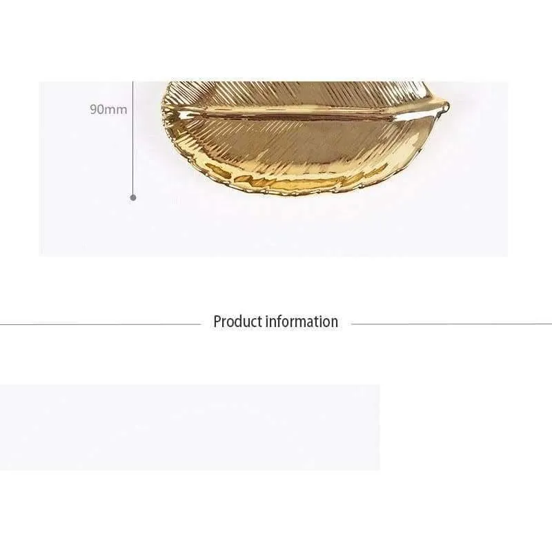 Rynx | Golden Leaf Ceramic Storage Plate Jewelry Fruit Serving Tray Decorative Ornaments Living Room Table Organization Home