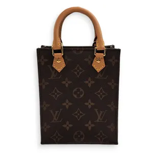 Sac Plat Petite Brown Crossbody Bag in Canvas, Gold hardware