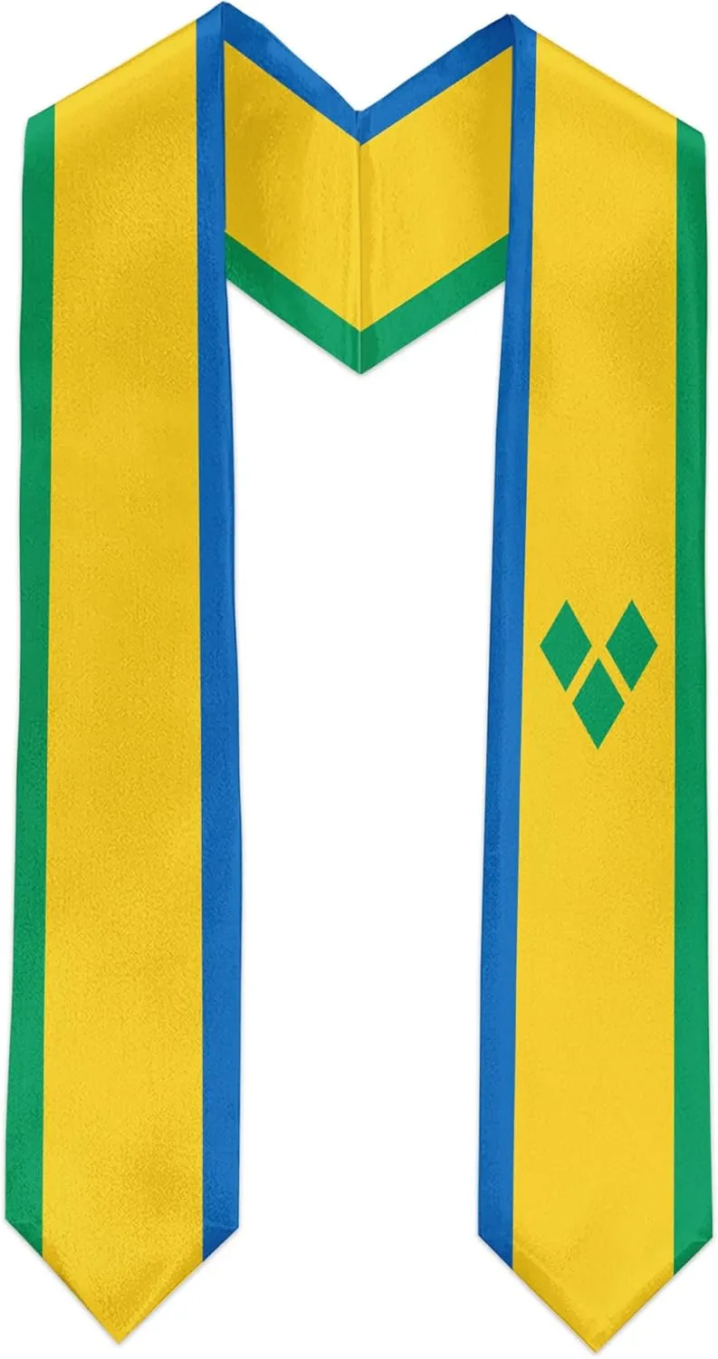 Saint Vincent and The Grenadines Flag Graduation Sash Satin Scarf 72" Stole for Abroad Student International Study Class