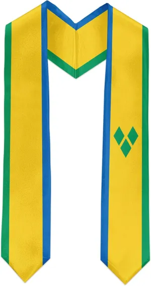 Saint Vincent and The Grenadines Flag Graduation Sash Satin Scarf 72" Stole for Abroad Student International Study Class