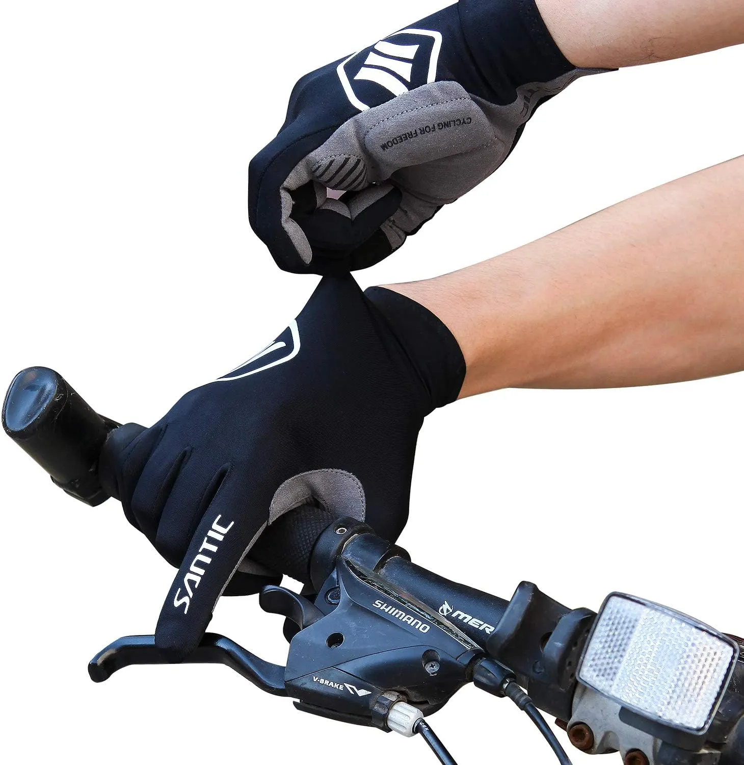 Santic Cycling Gloves for Men Winter Full Finger Thermal Cycle Gloves Touch Screen
