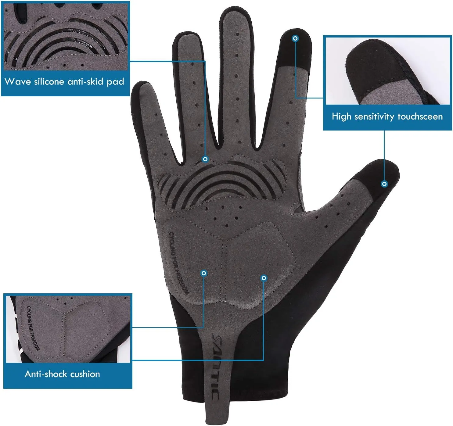 Santic Cycling Gloves for Men Winter Full Finger Thermal Cycle Gloves Touch Screen