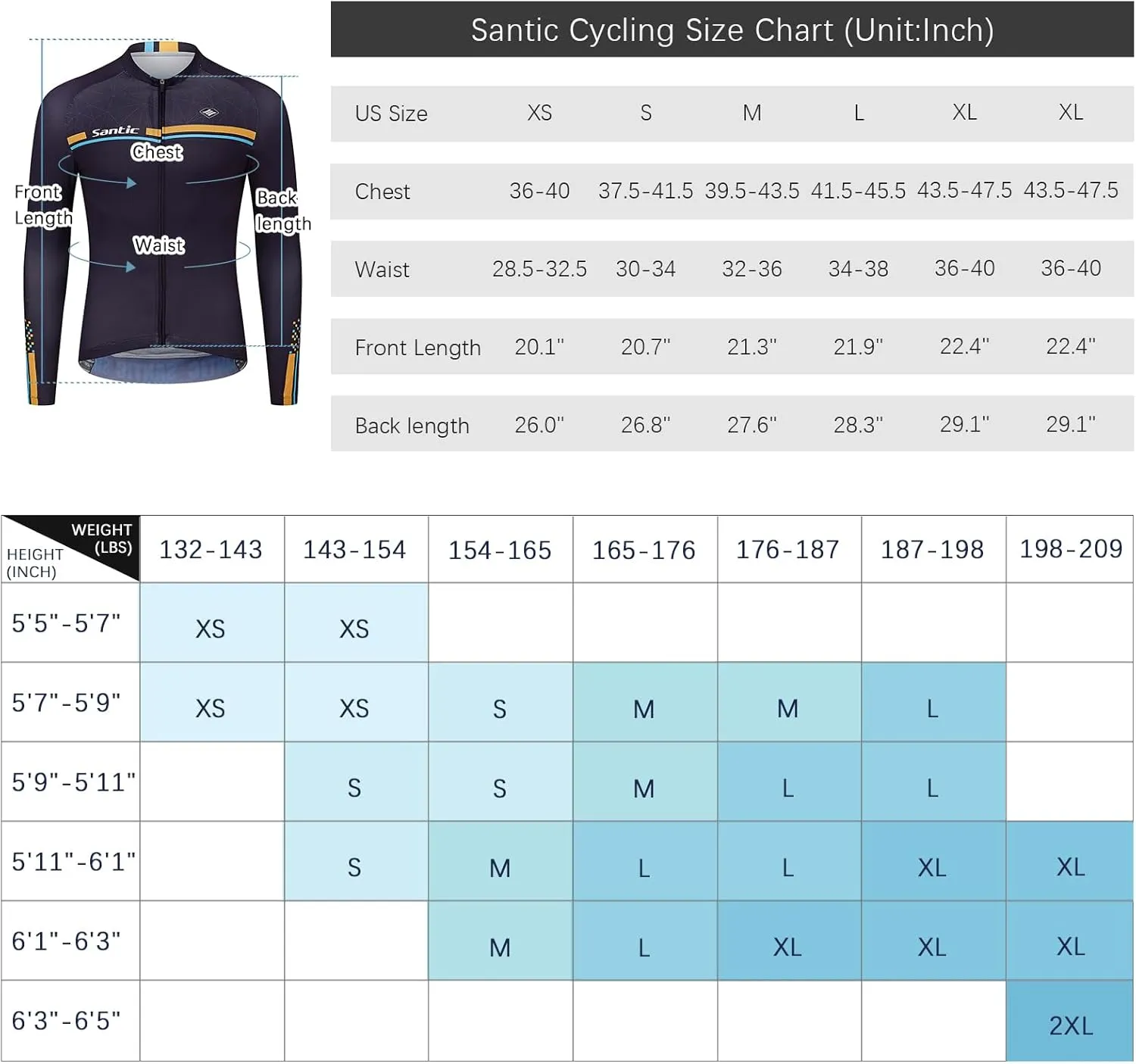 Santic Cycling Jersey Men's Long Sleeve Bike Reflective Full Zip Bicycle Shirts with Pockets