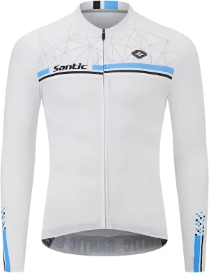 Santic Cycling Jersey Men's Long Sleeve Bike Reflective Full Zip Bicycle Shirts with Pockets