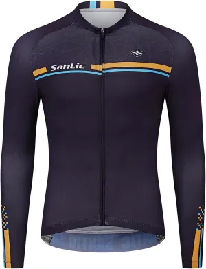 Santic Cycling Jersey Men's Long Sleeve Bike Reflective Full Zip Bicycle Shirts with Pockets
