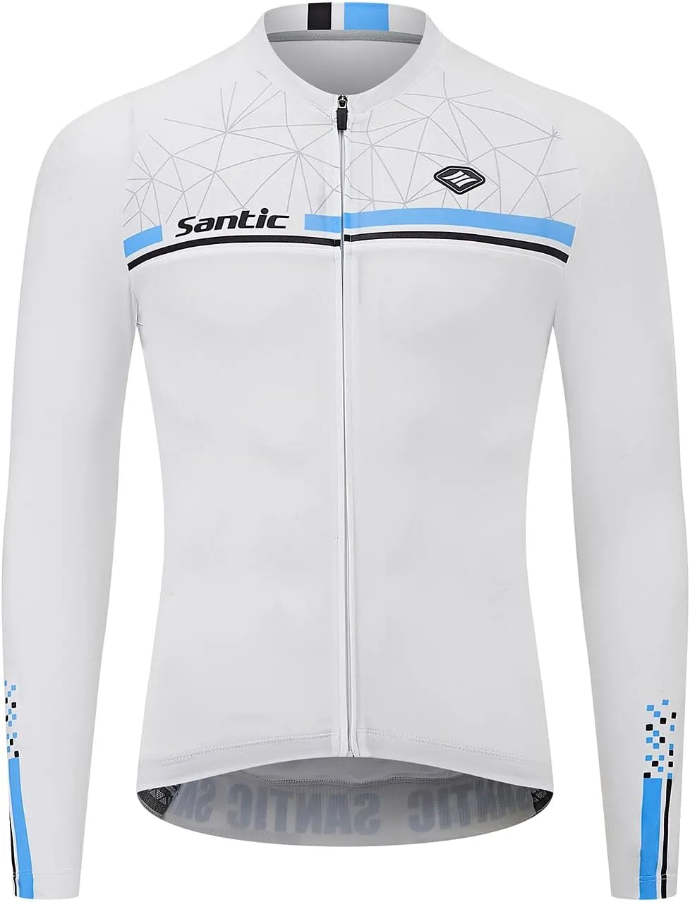 Santic Cycling Jersey Men's Long Sleeve Bike Reflective Full Zip Bicycle Shirts with Pockets