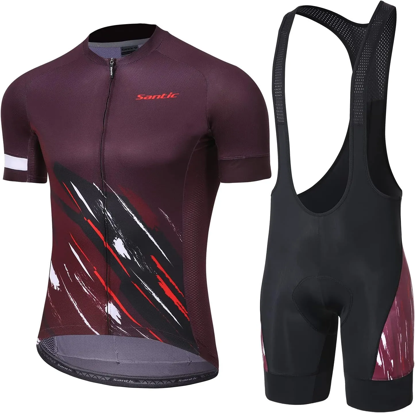 Santic Men's Cycling Jersey Set Bib Shorts 4D Padded Short Sleeve Outfits Set Quick-dry