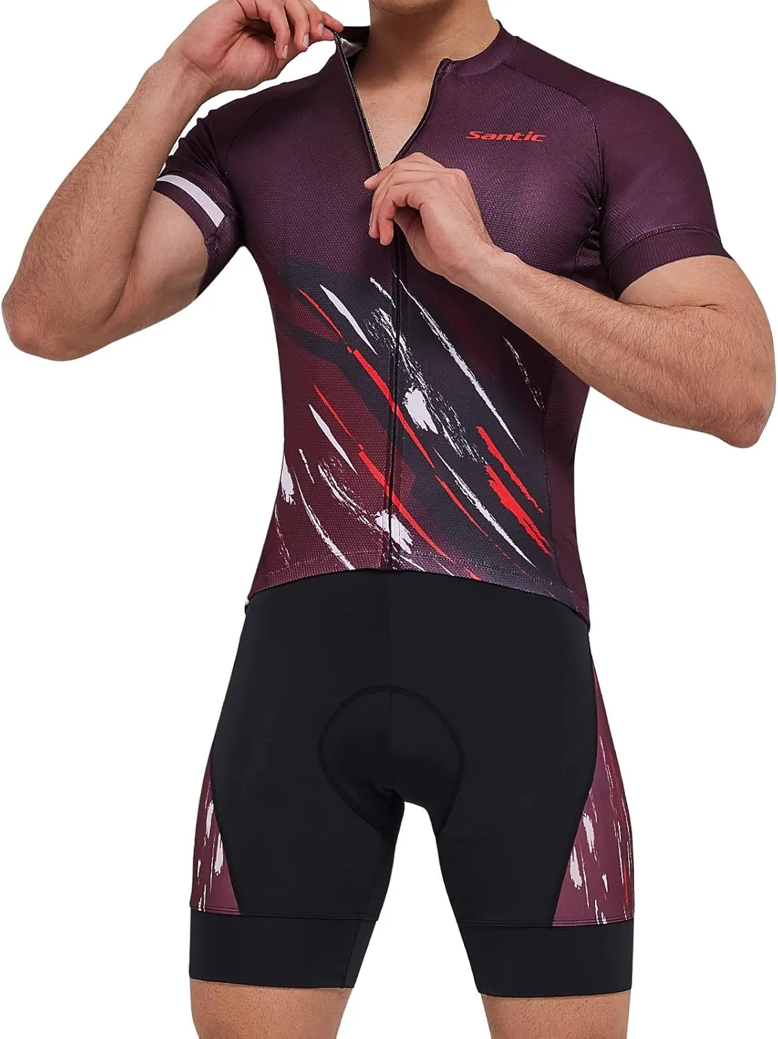 Santic Men's Cycling Jersey Set Bib Shorts 4D Padded Short Sleeve Outfits Set Quick-dry